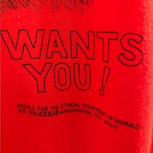 PETA Animal Liberation Red Graphic T-Shirt with Gorilla Print